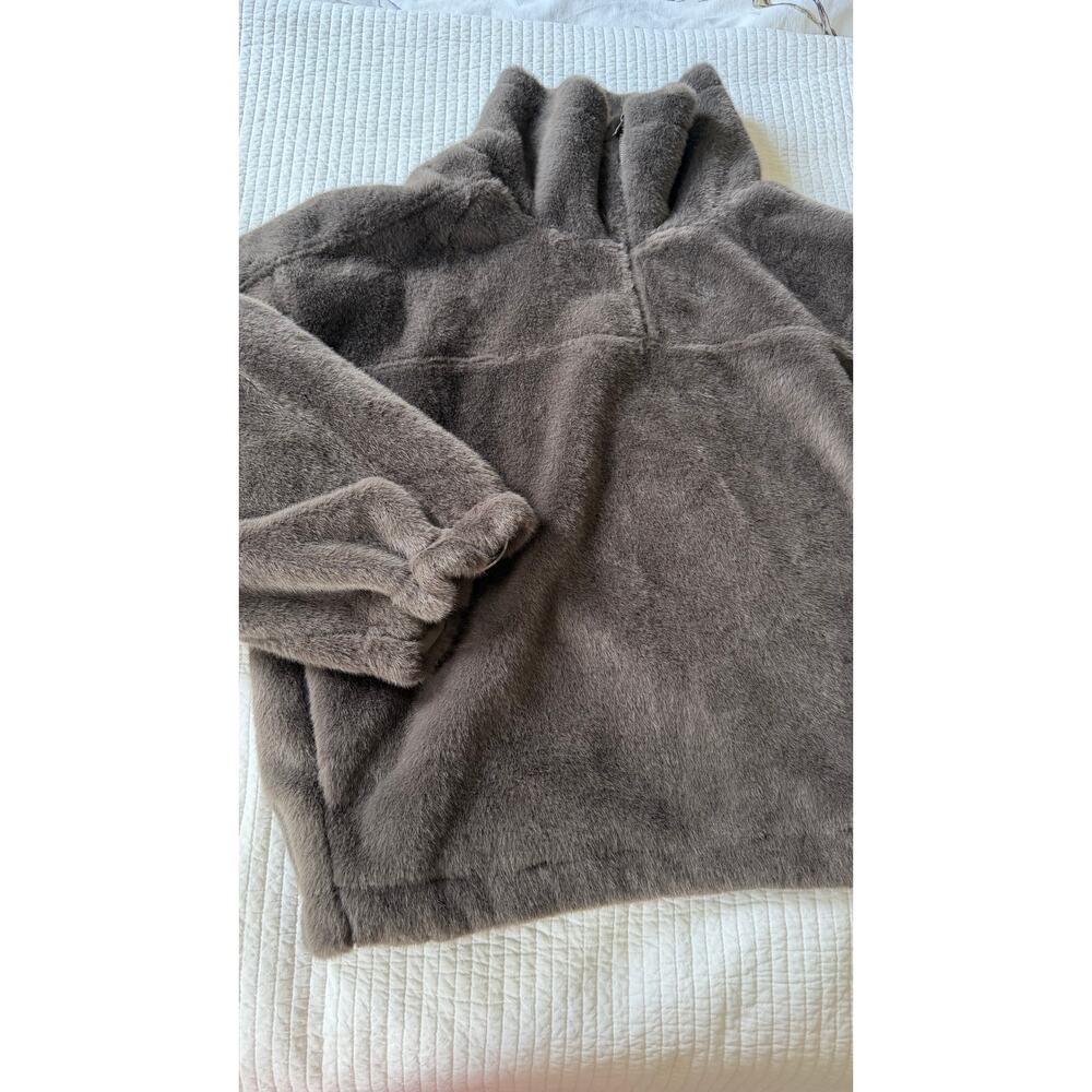 Free People Movement Alpine Faux Fur Half Zip Pullover Brown Size L NWT $198 - Picture 13 of 16